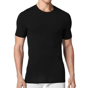 Tommy John Mens Stay Tuck Crew Neck Shirt Size XL Black Short Sleeve Slim Fit